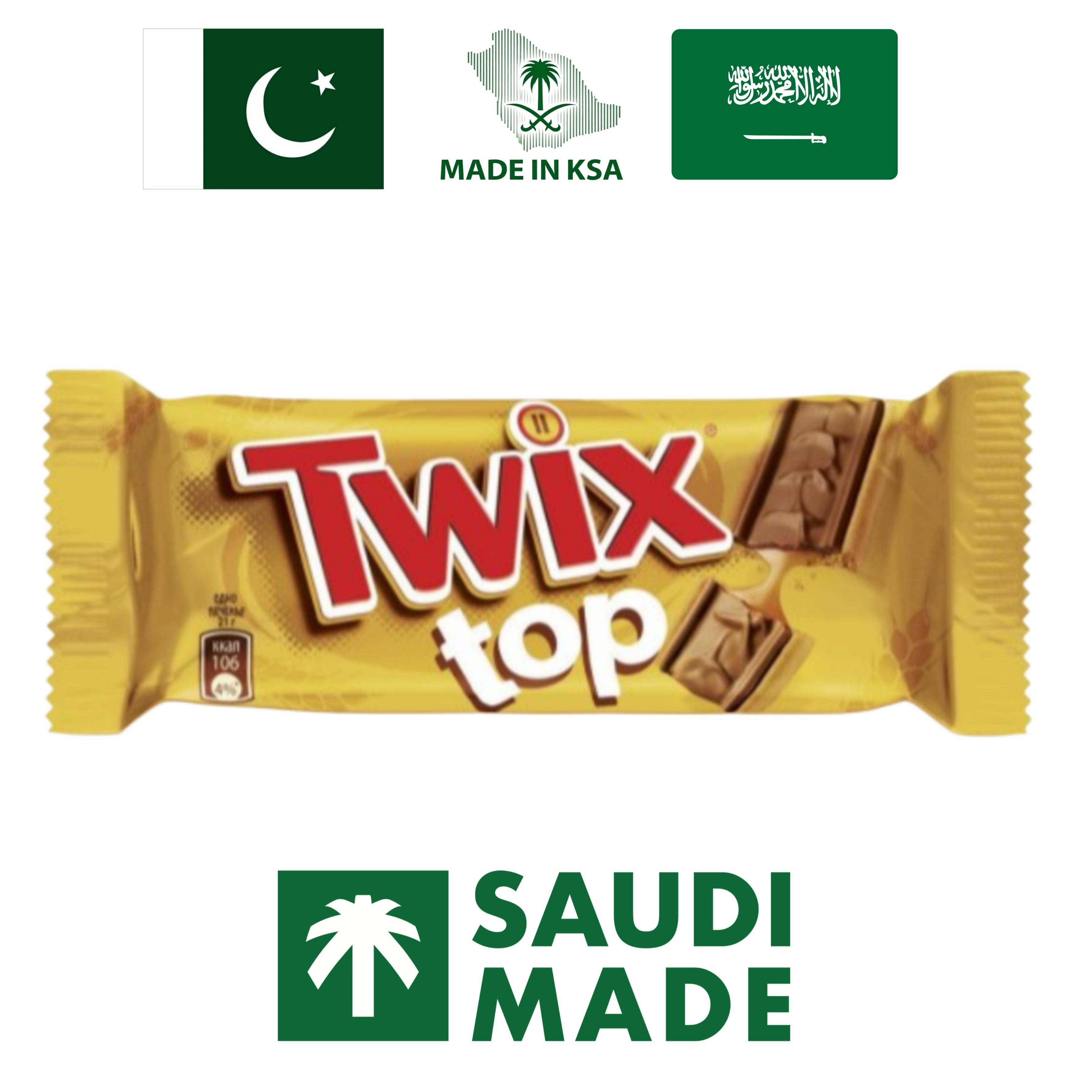 Twix Top Chocolate Bar 21g – Chocolate Snack Saudi Made in Pakistan By Baqala